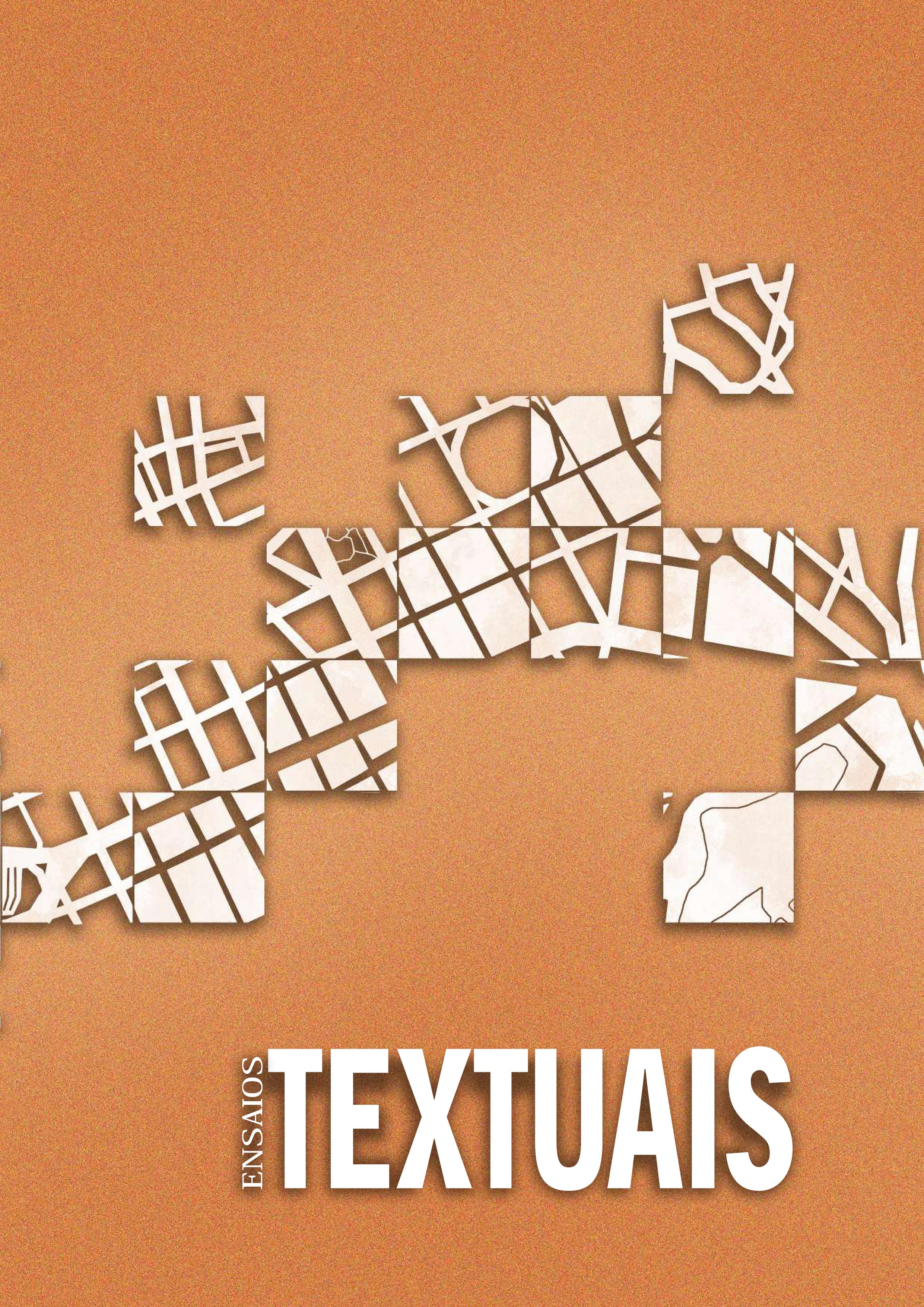 capa dos ensaios textuais da revista tulha nº 09, fundo laranja e ilustrações em branco produzidas por Ana Cecília Mota, com os dizeres Ensaios Textuais